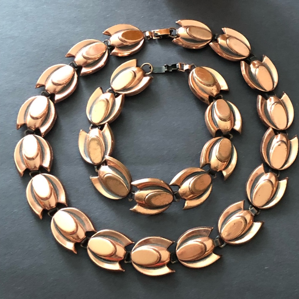Mid century modern Renoir Copper Necklace, Bracelet and Earrings